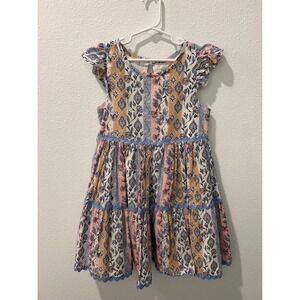 Haute Hippie Kids Girls Floral Paisley Tiered Flutter Sleeve Dress Size 8